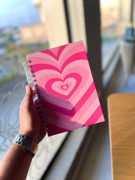 Pink Heart Waves Notebook